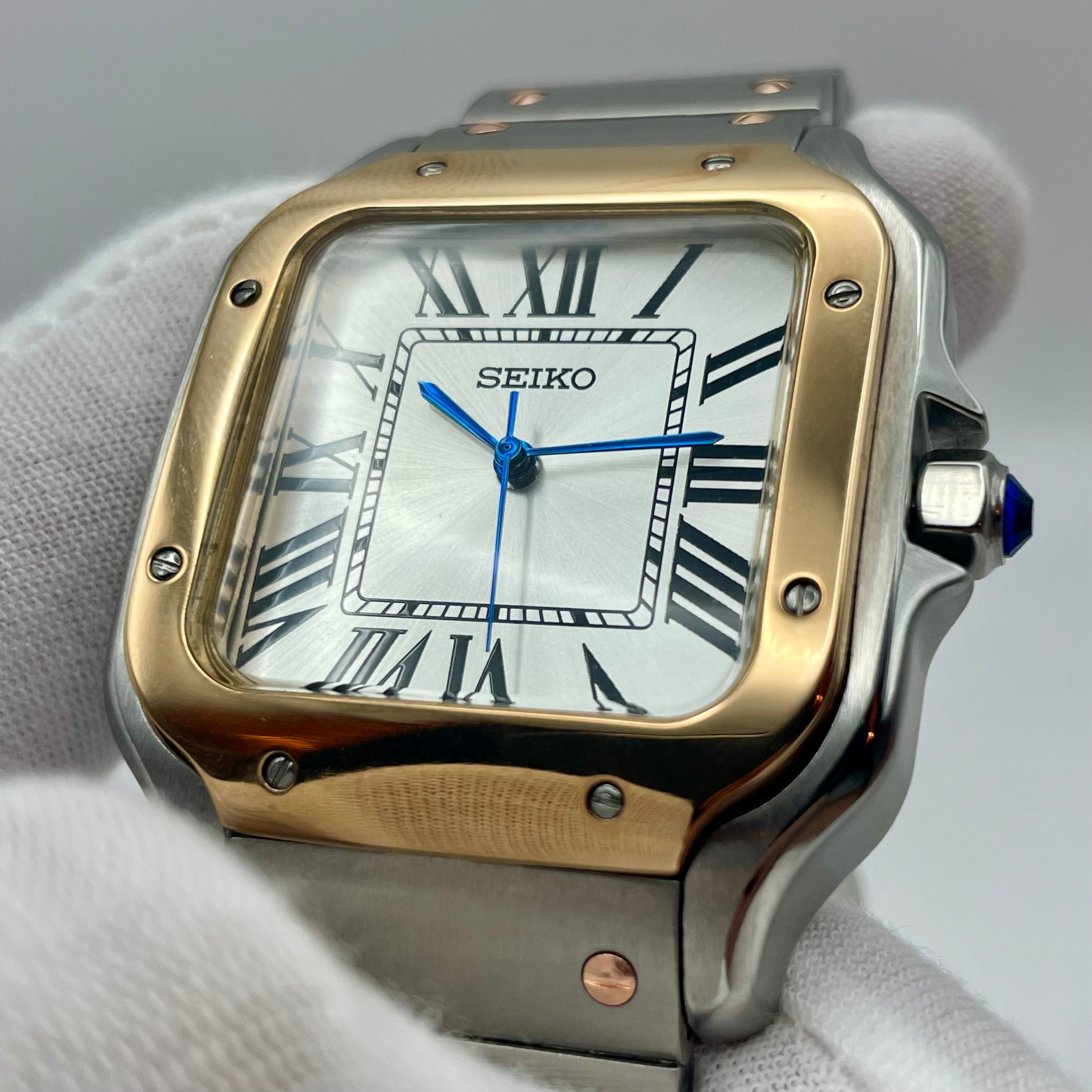 Seiko Mod Santos in oro rosa