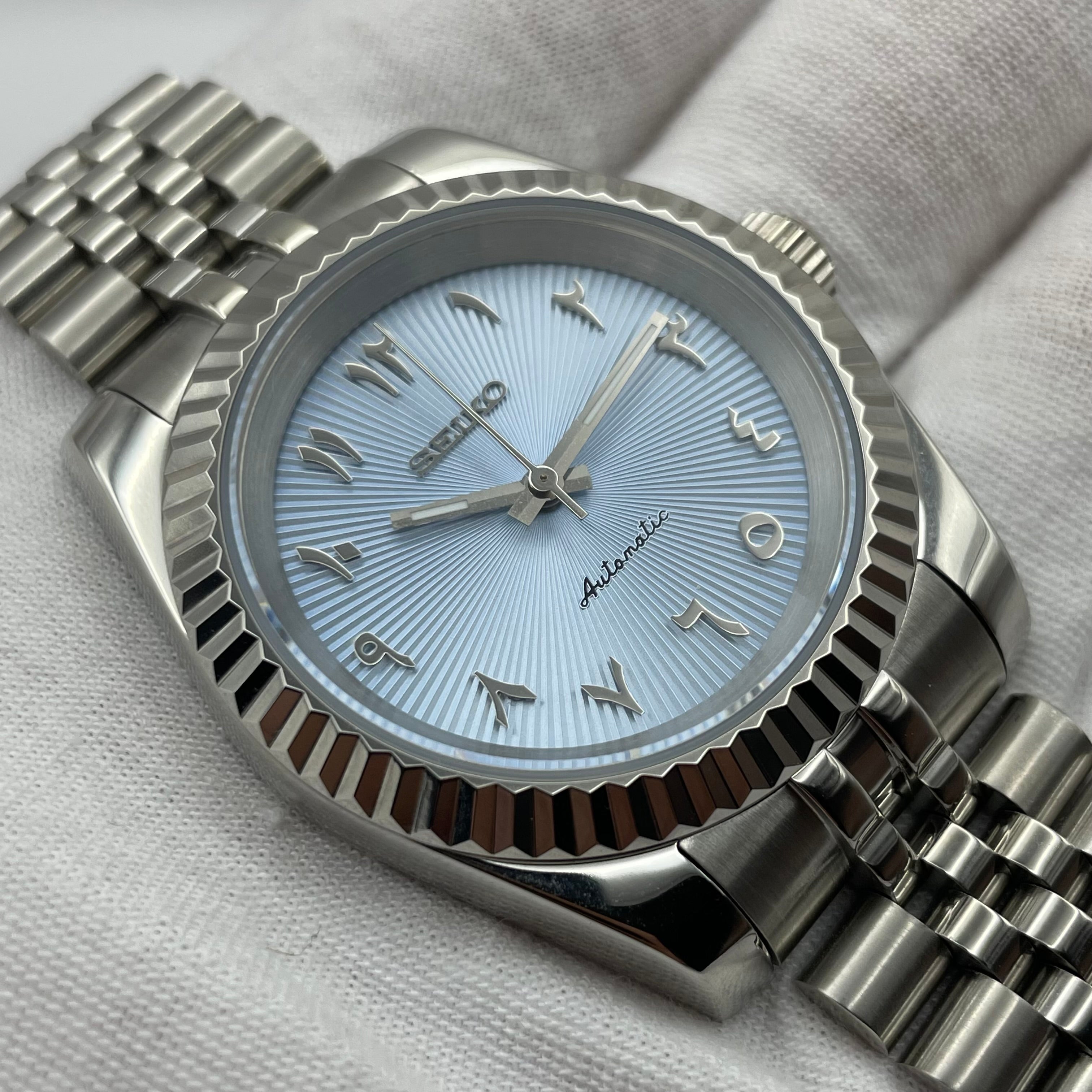 Seiko Mod arabisches Zifferblatt blau