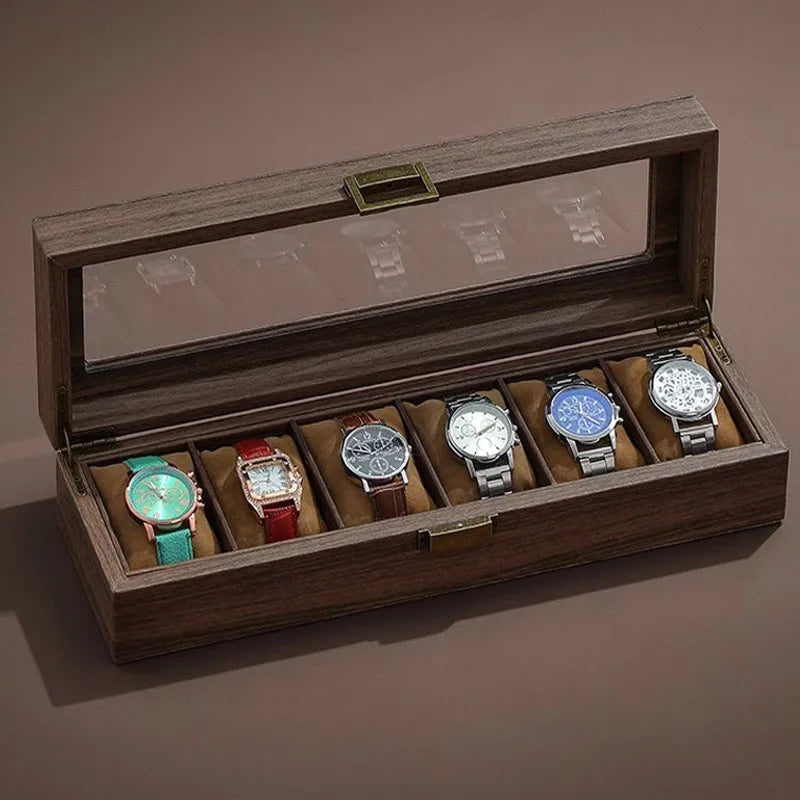 Luxury Wooden Watch Box 3/6/12 Compartments - Premium Glass Collection Case