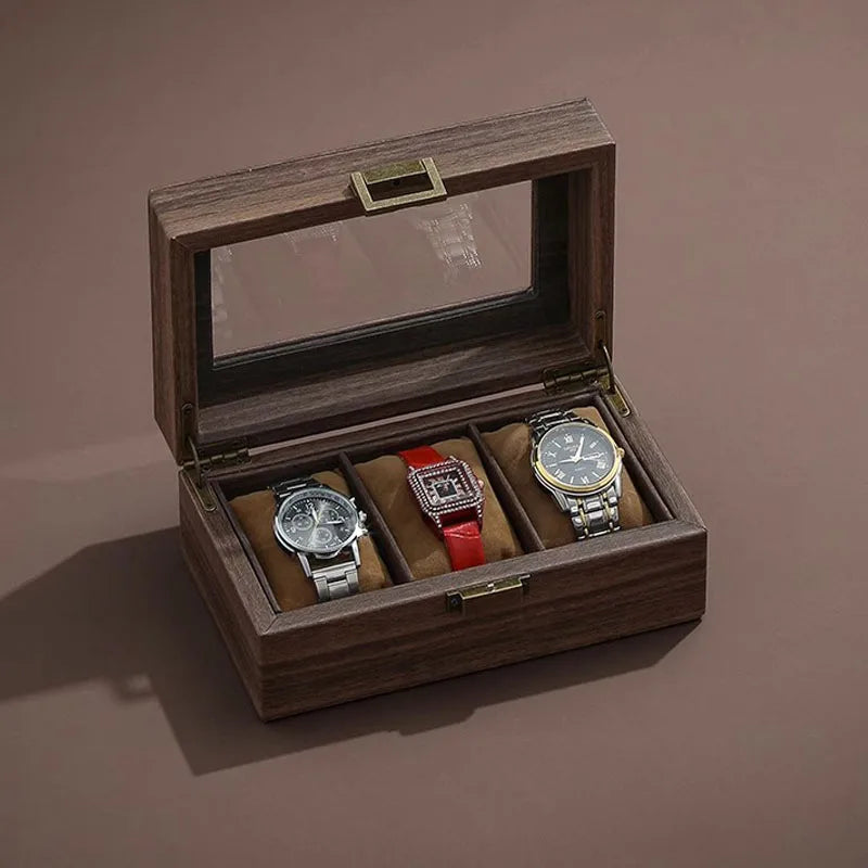 Luxury Wooden Watch Box 3/6/12 Compartments - Premium Glass Collection Case