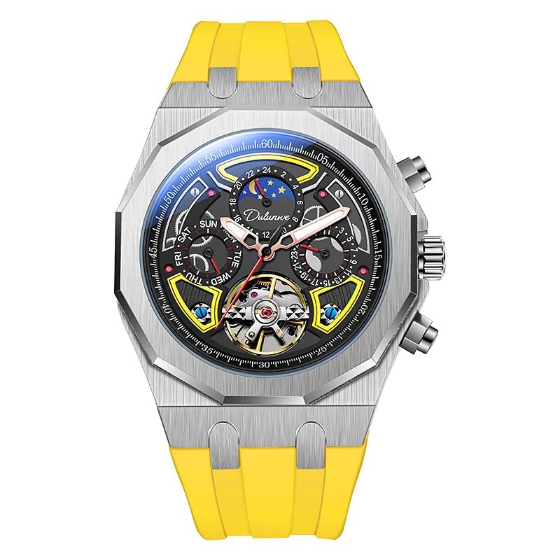 Chronos Nox - Montre Automatique Multifonction Bracelet Caoutchouc