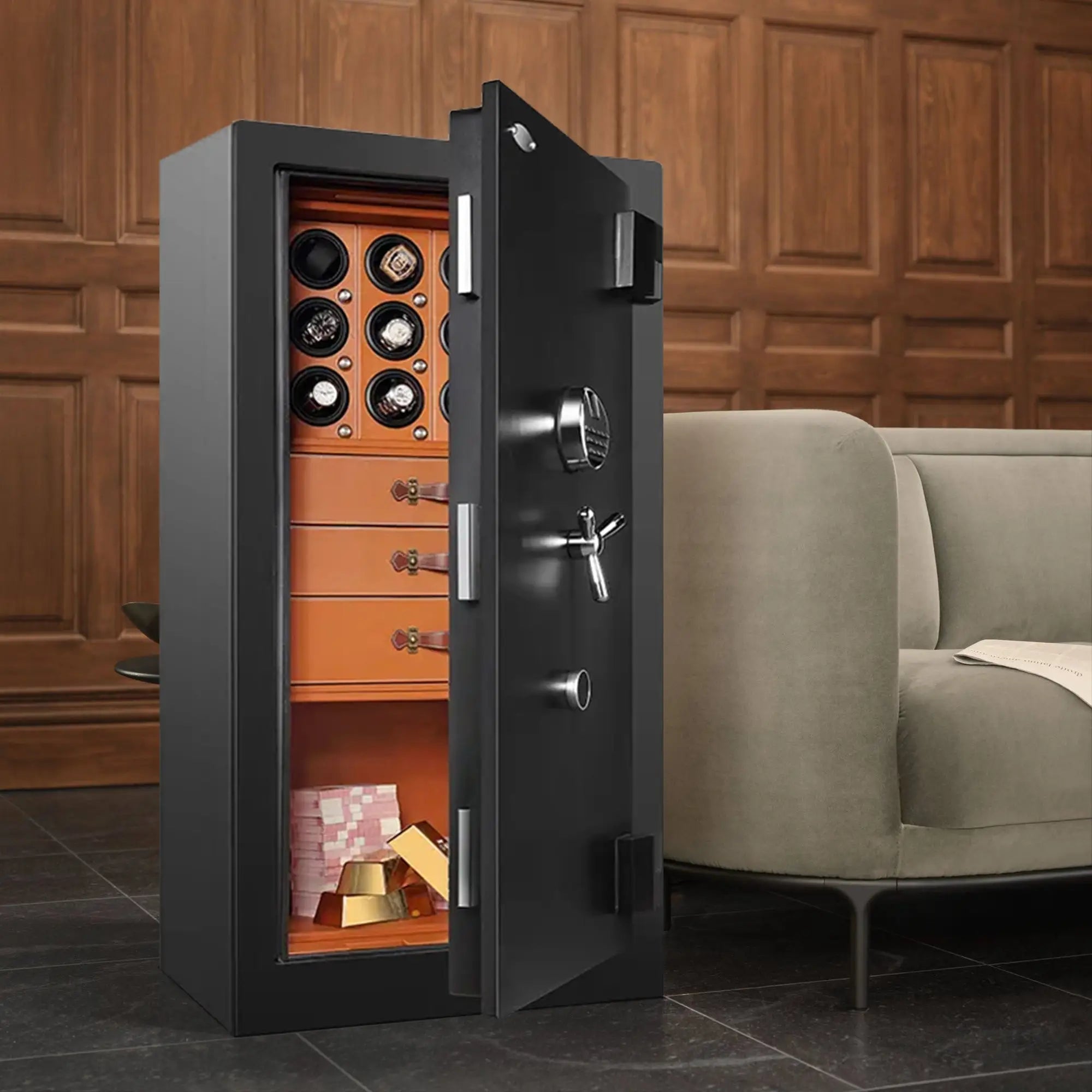 Bellagio™ – Coffre-fort avec Remontoirs pour 12 Montres - Cuir Havane | Enigwatch®