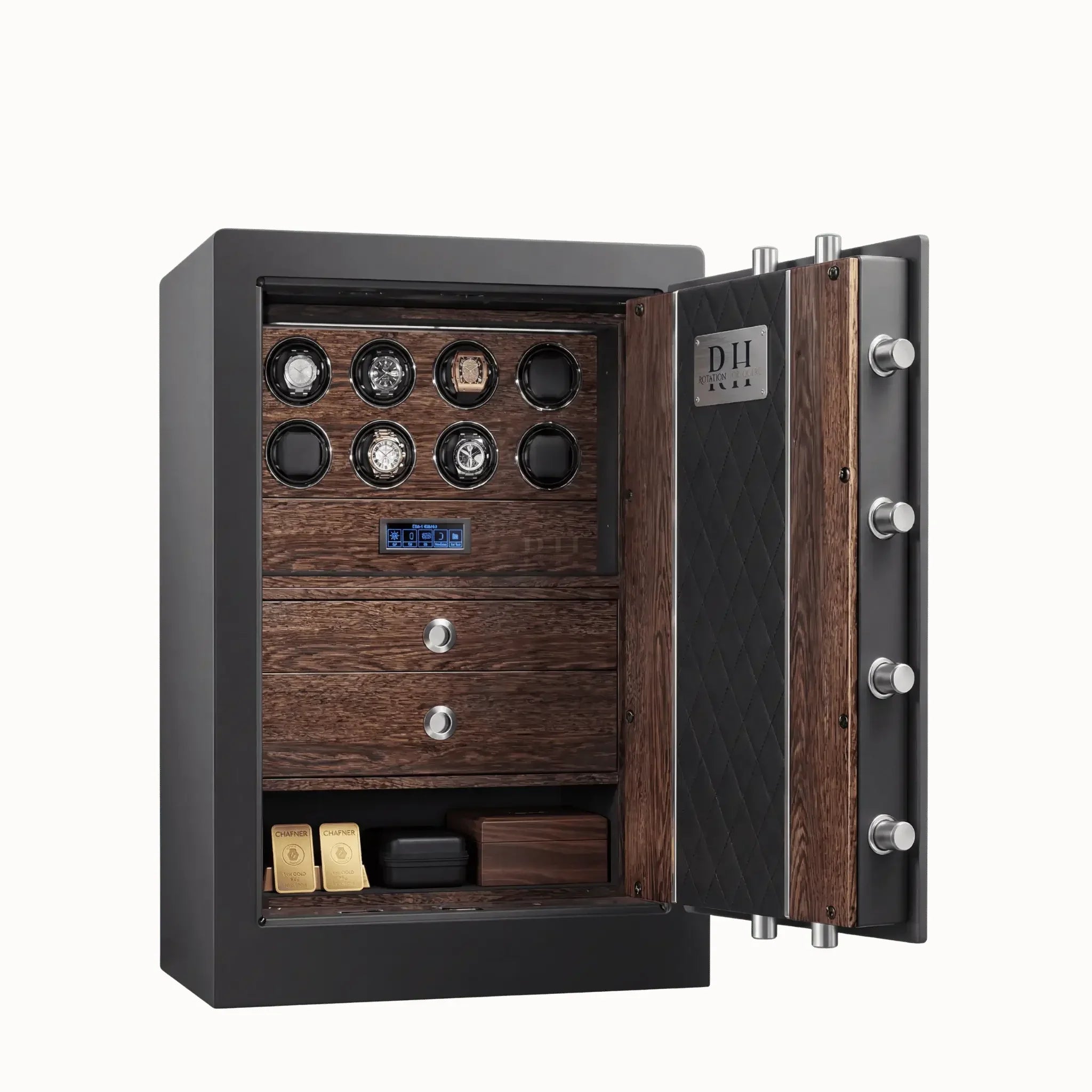 Bellagio™ – Coffre-fort avec Remontoirs pour 8 Montres - Noyer | Rotation Horlogère