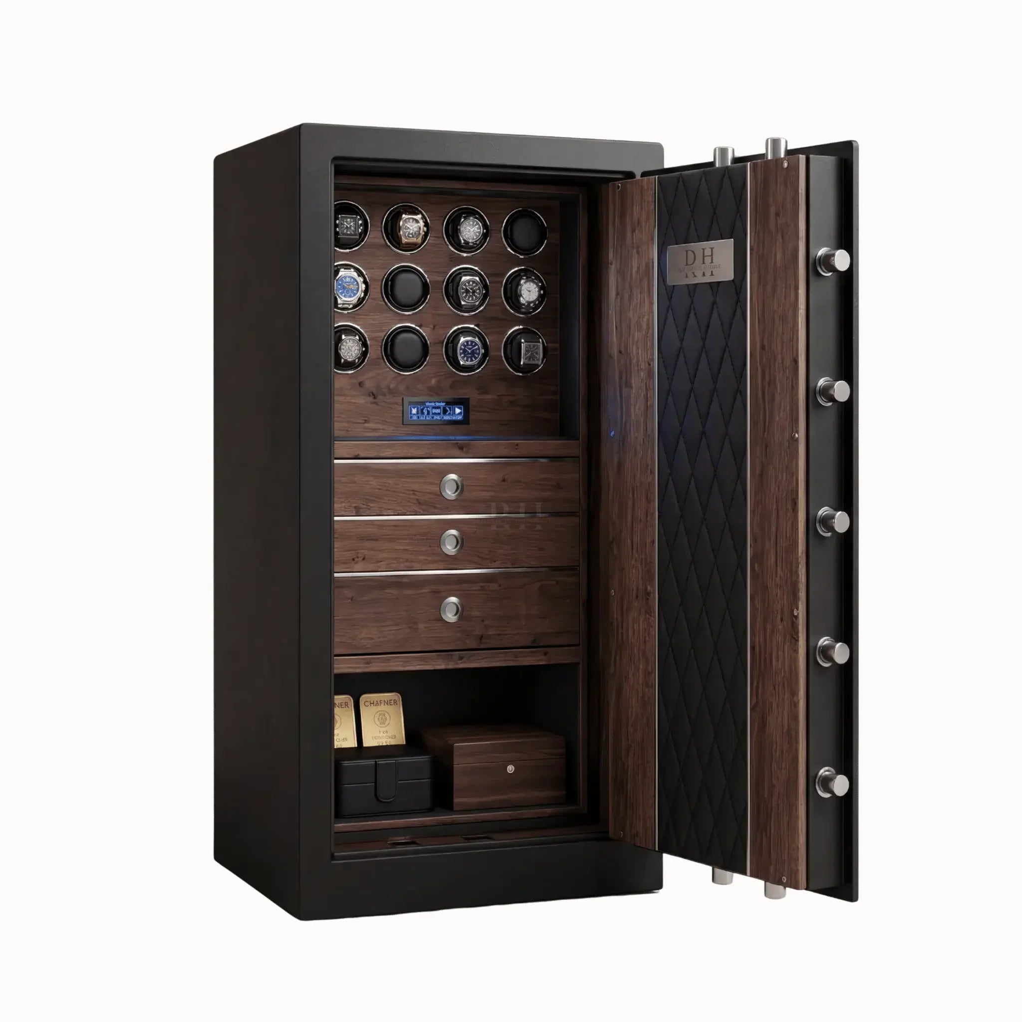 Bellagio Pro™ – Coffre-fort avec Remontoirs pour 12 Montres - Noyer | Rotation Horlogère