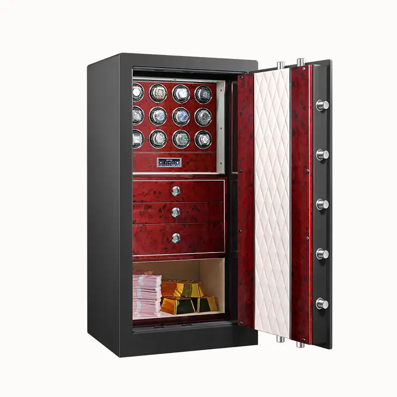 Bellagio Pro™ – Coffre-fort avec Remontoirs pour 12 Montres - Rouge Impérial | Rotation Horlogère