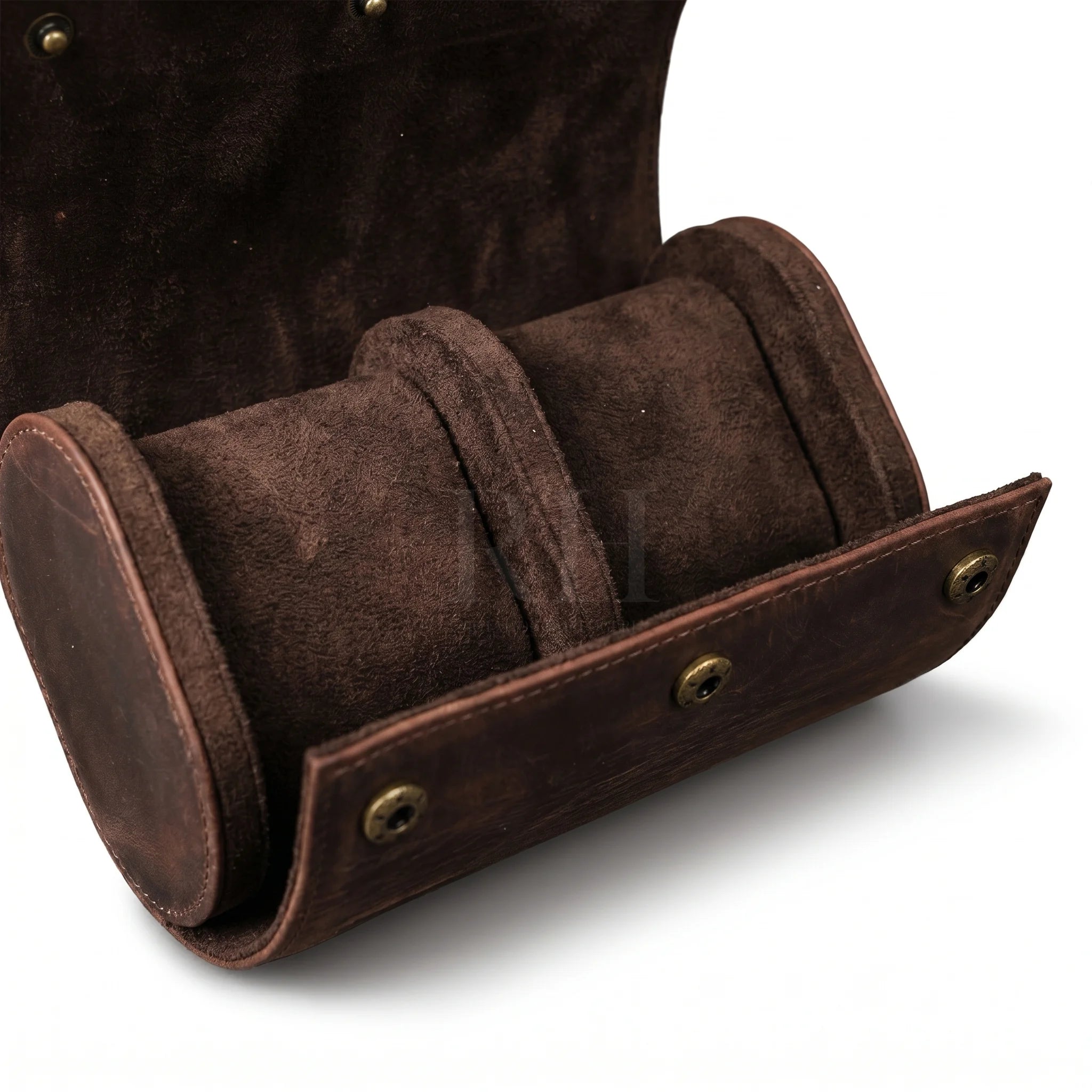 Boite à Montre de Voyage en Cuir Pleine Fleur Marron – Aléria™ 2 Montres - Rotation Horlogère