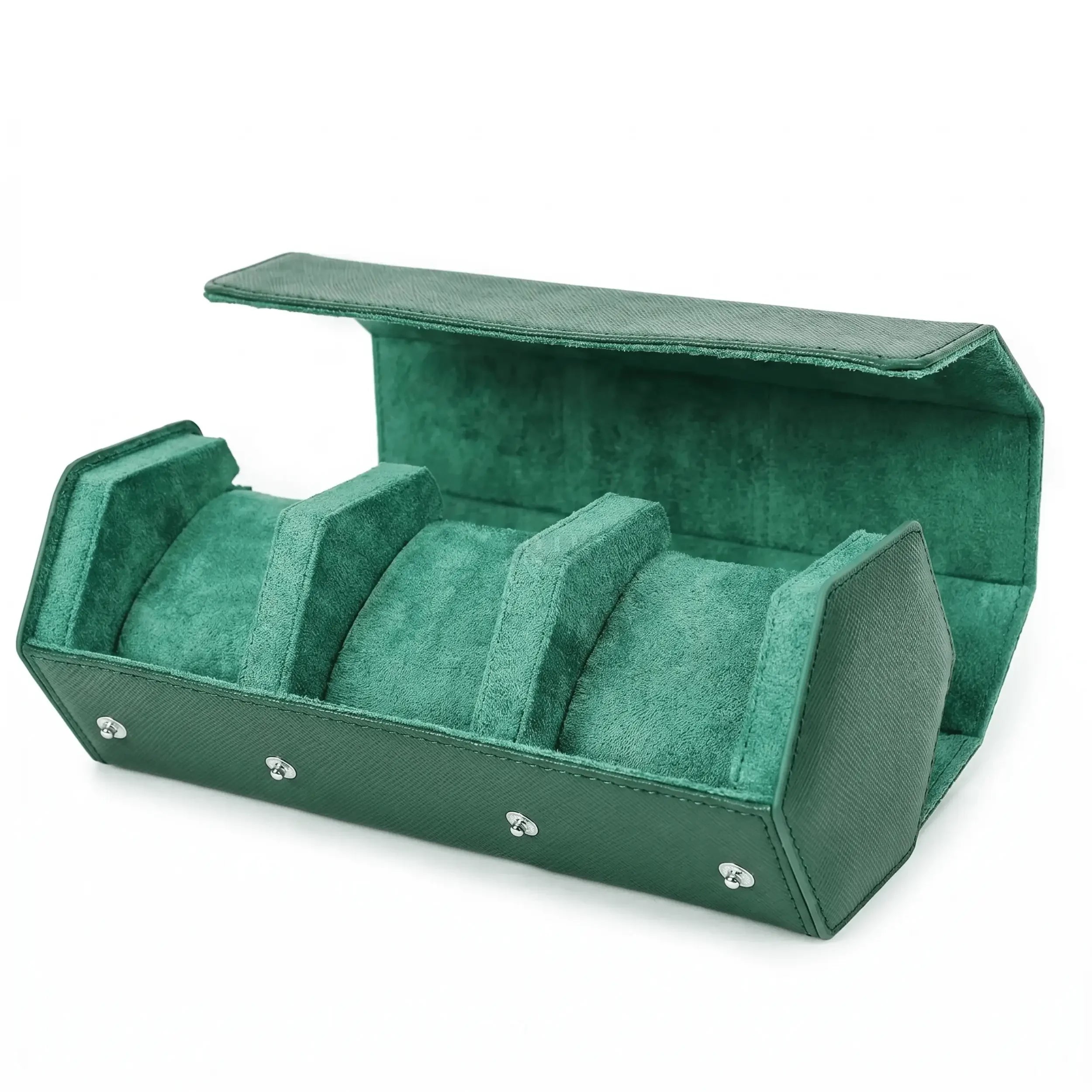Boîte à Montre en Cuir Milano™, Saffiano Vert pour 3 Montres - Rotation Horlogère