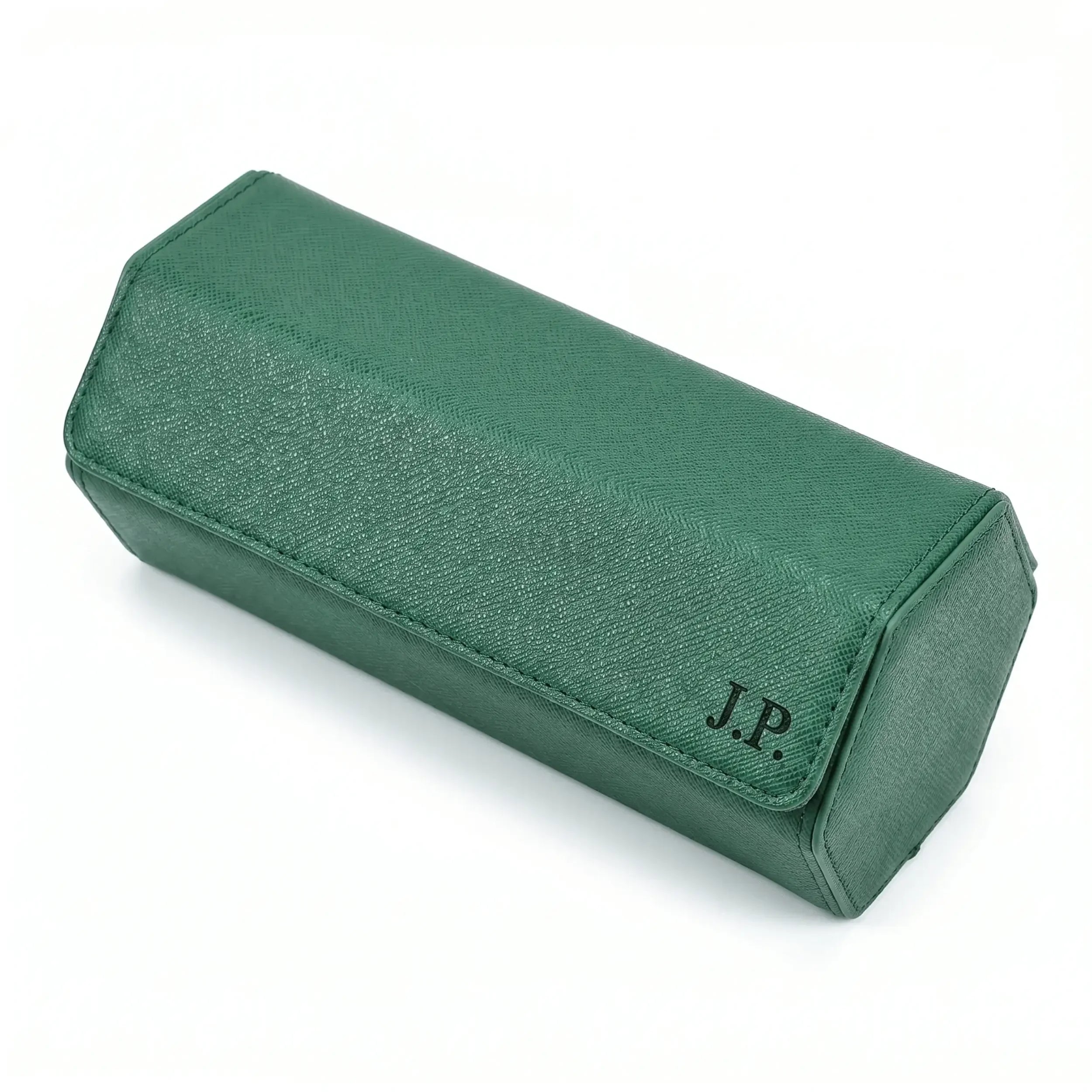 Boîte à Montre en Cuir Milano™, Saffiano Vert pour 3 Montres - Rotation Horlogère