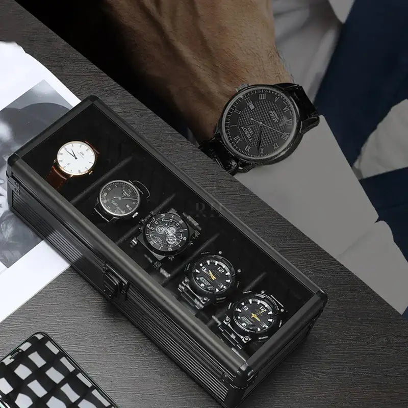 Boîte à Montres en Aluminium - Noir | Rotation Horlogère