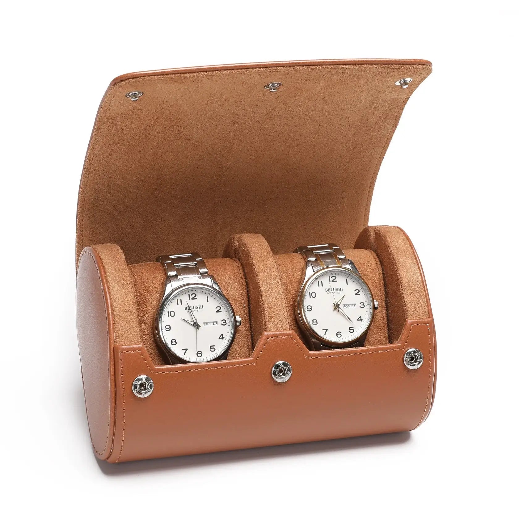 Capri Duo – écrin Personnalisable pour 2 Montres - Marron Cognac | Rotation Horlogère