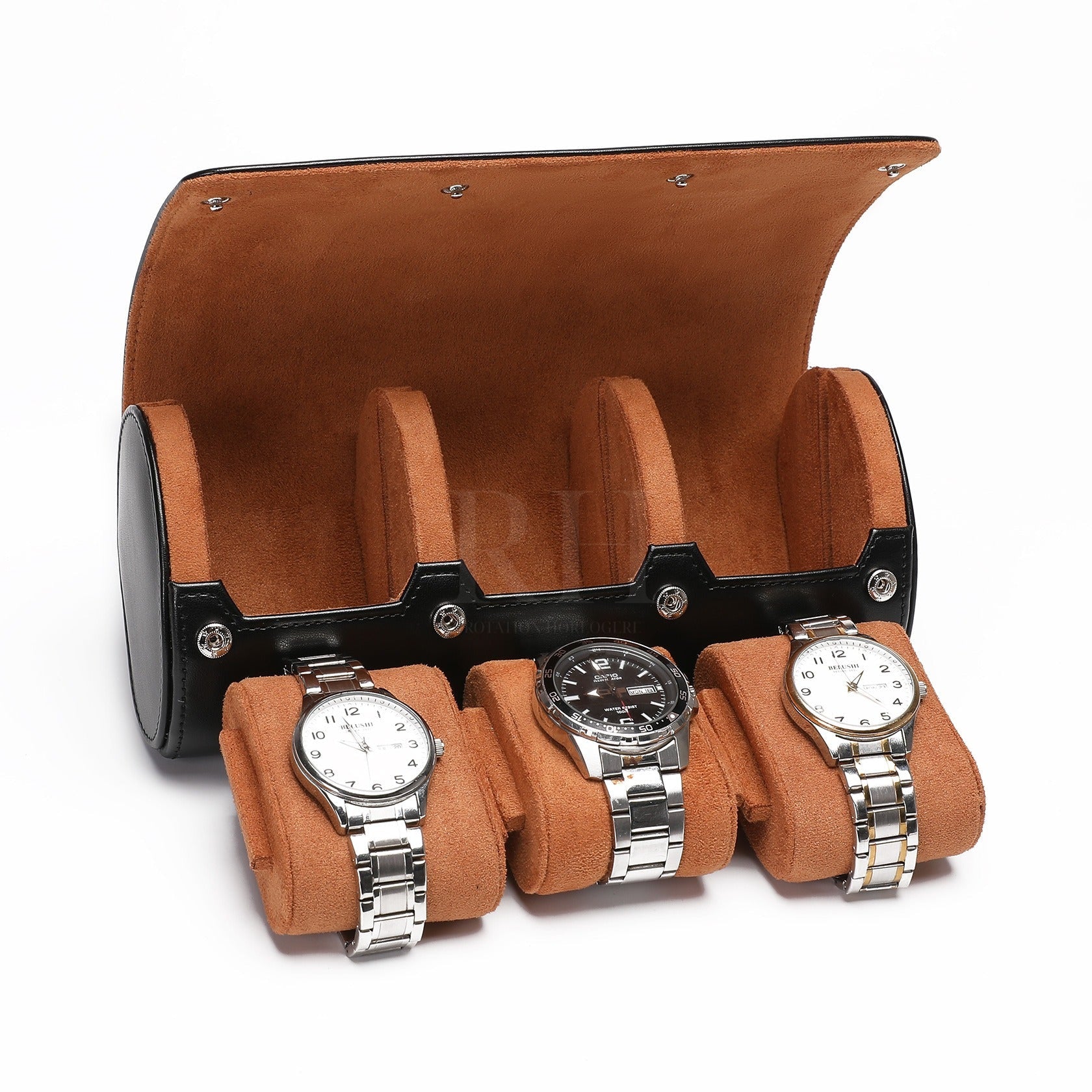 Capri Trio – écrin Personnalisable pour 3 Montres - Noir Intense | Rotation Horlogère