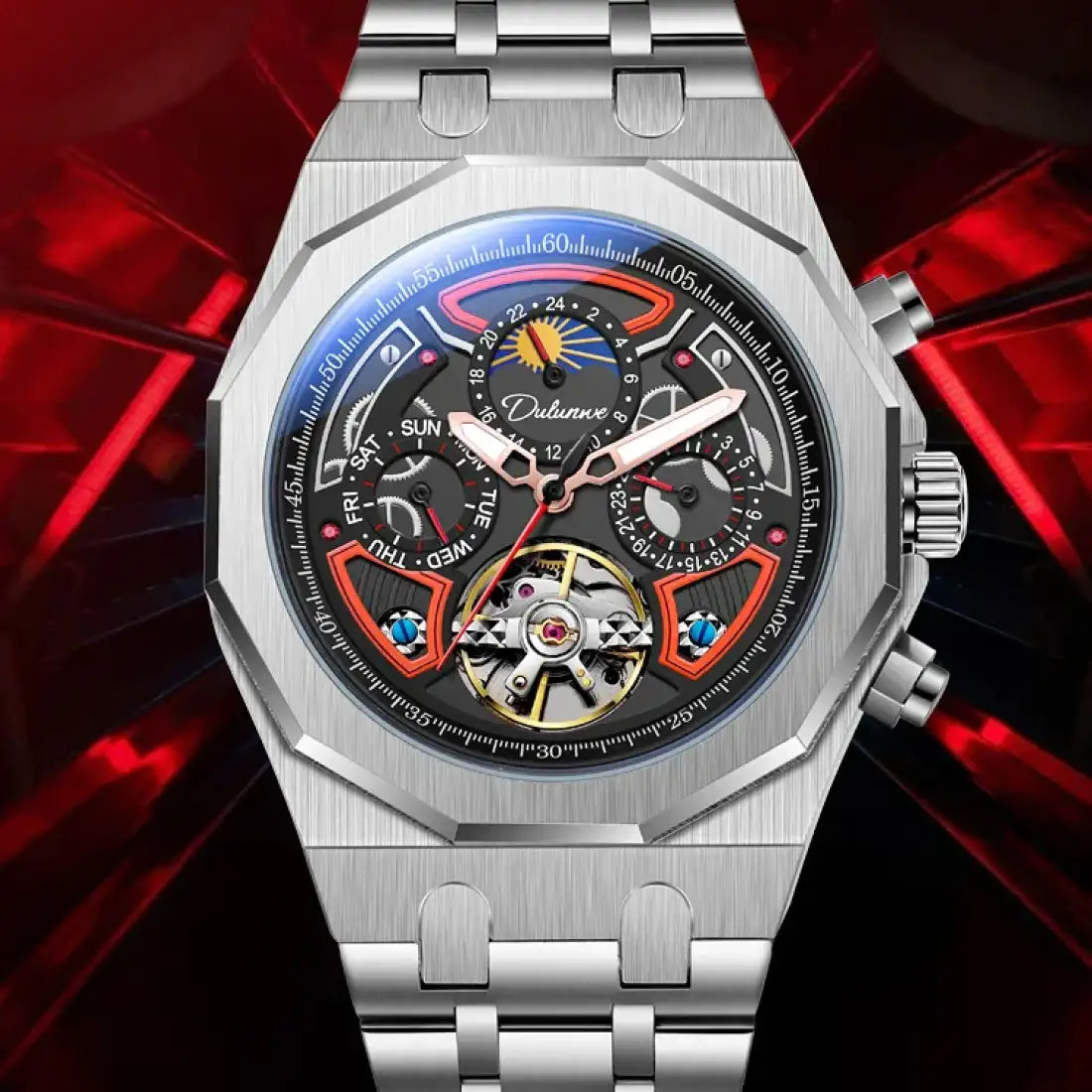 Chronos Nox Steel - Montre Automatique Multifonction