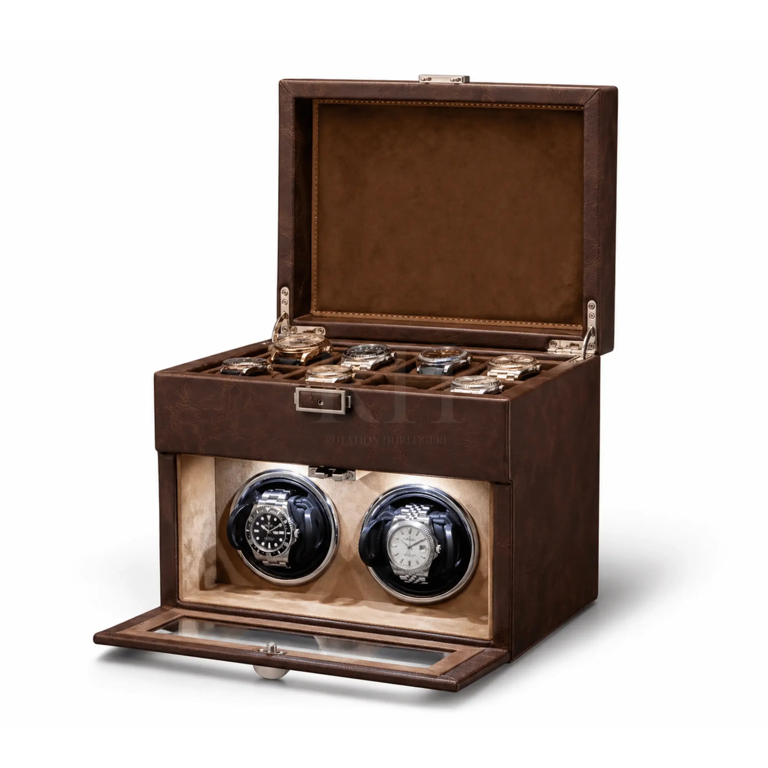 Coffret du Tanneur™ - Remontoir 2 Montres Automatiques | Rotation Horlogere