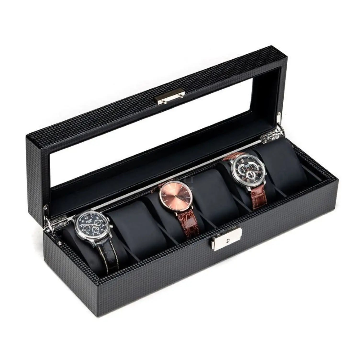 Coffret Montre Carbone - 6 Emplacements - Rotation Horlogère