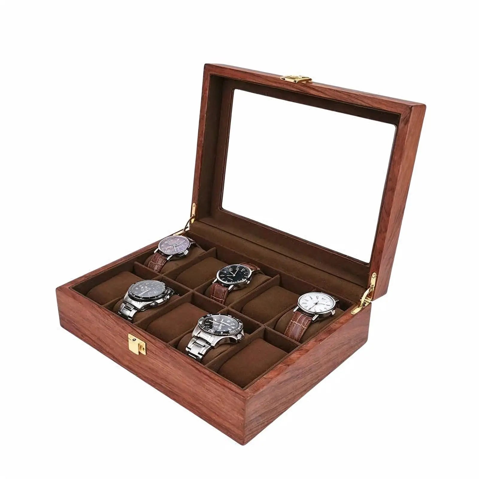 Héritage Deca – écrin en Bois pour 10 Montres - Finition Acajou | Rotation Horlogère