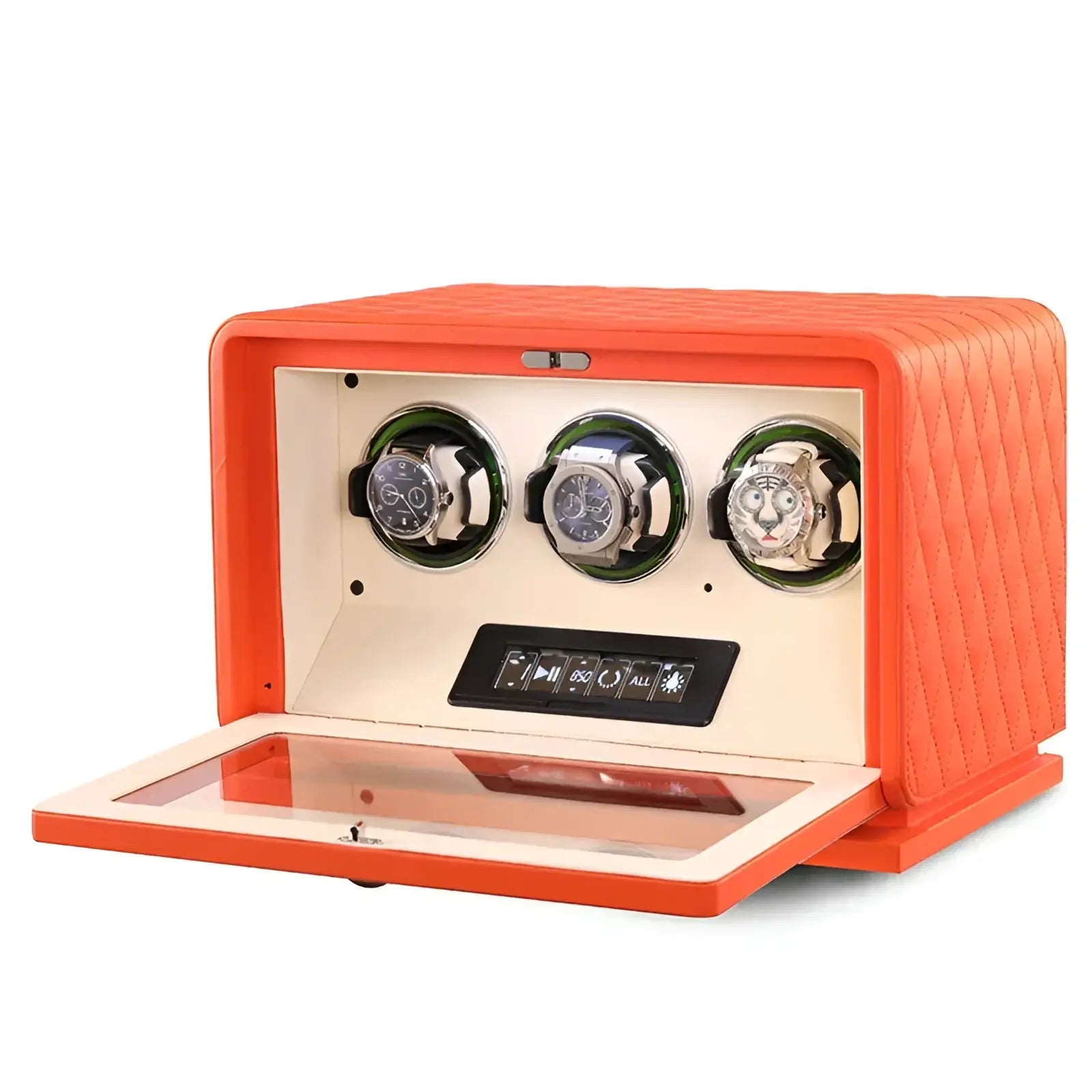 Remontoir Automatique Daytona pour 2 à 12 Montres - Mandarine / 3 Emplacements | Rotation Horlogère