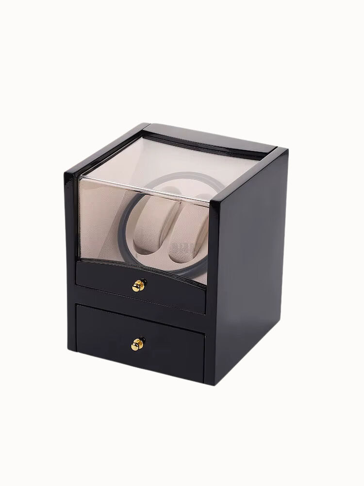 Remontoir Montre - Coffret Gentleman - Laqué Piano Noir | Rotation Horlogère