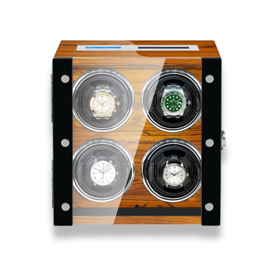 Remontoir Montre Premium Bois 4 Slots - Rotation Horlogère