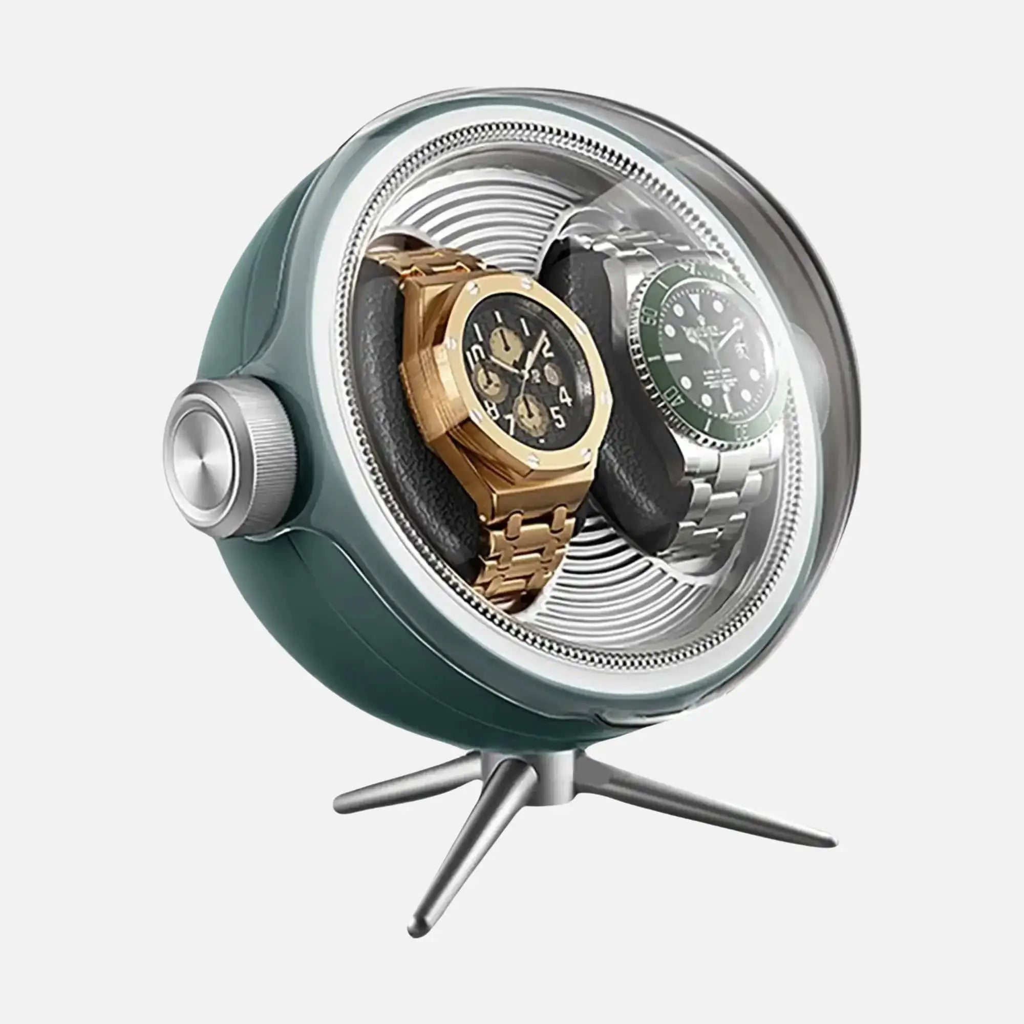Remontoir Sphère Cosmos Duo – écrin Rotatif Design pour 2 Montres - Vert | Rotation Horlogère