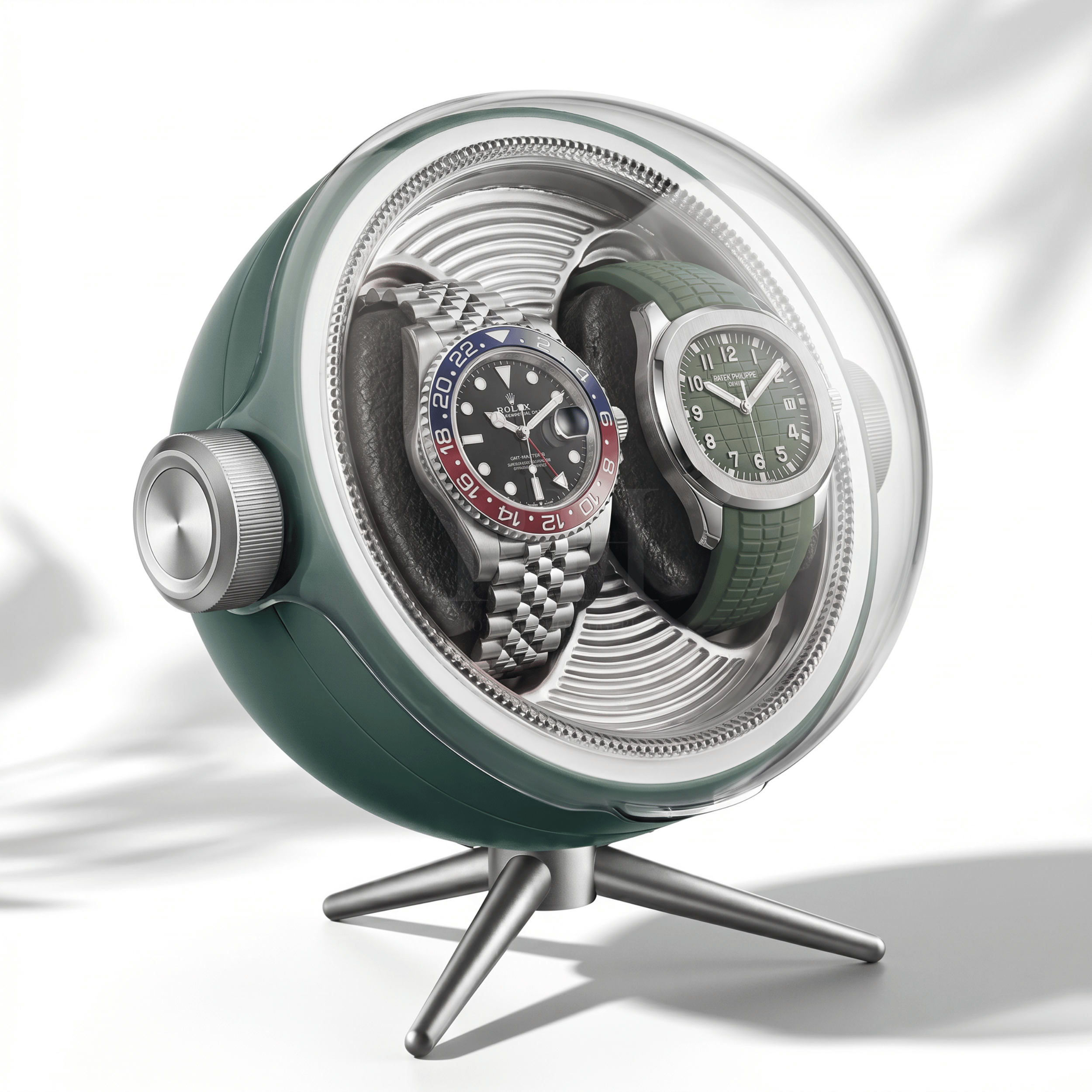 Remontoir Sphère Cosmos Duo – écrin Rotatif Design pour 2 Montres - Vert | Rotation Horlogère