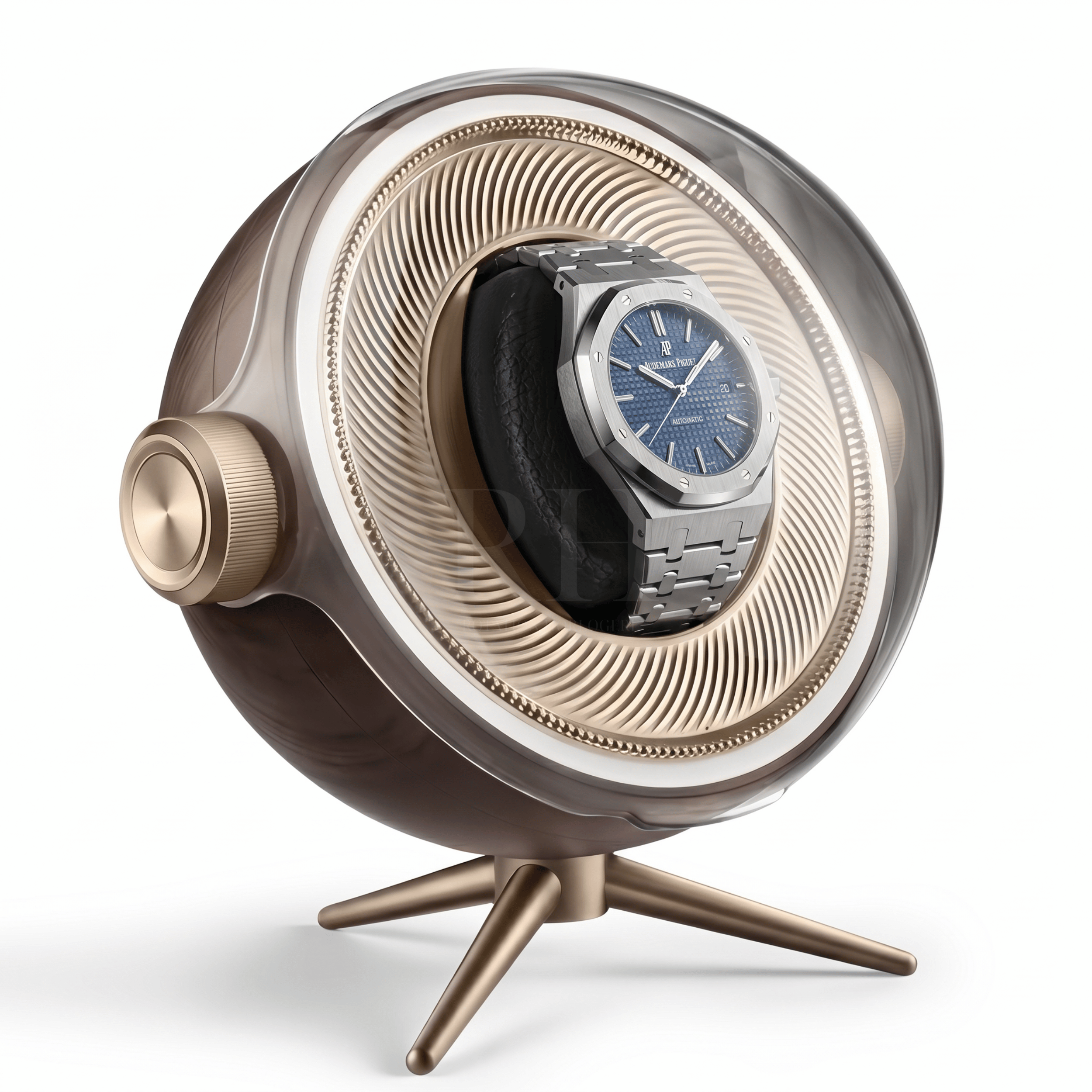 Remontoir Sphère Cosmos Solo - écrin Rotatif Design - Marron | Rotation Horlogère