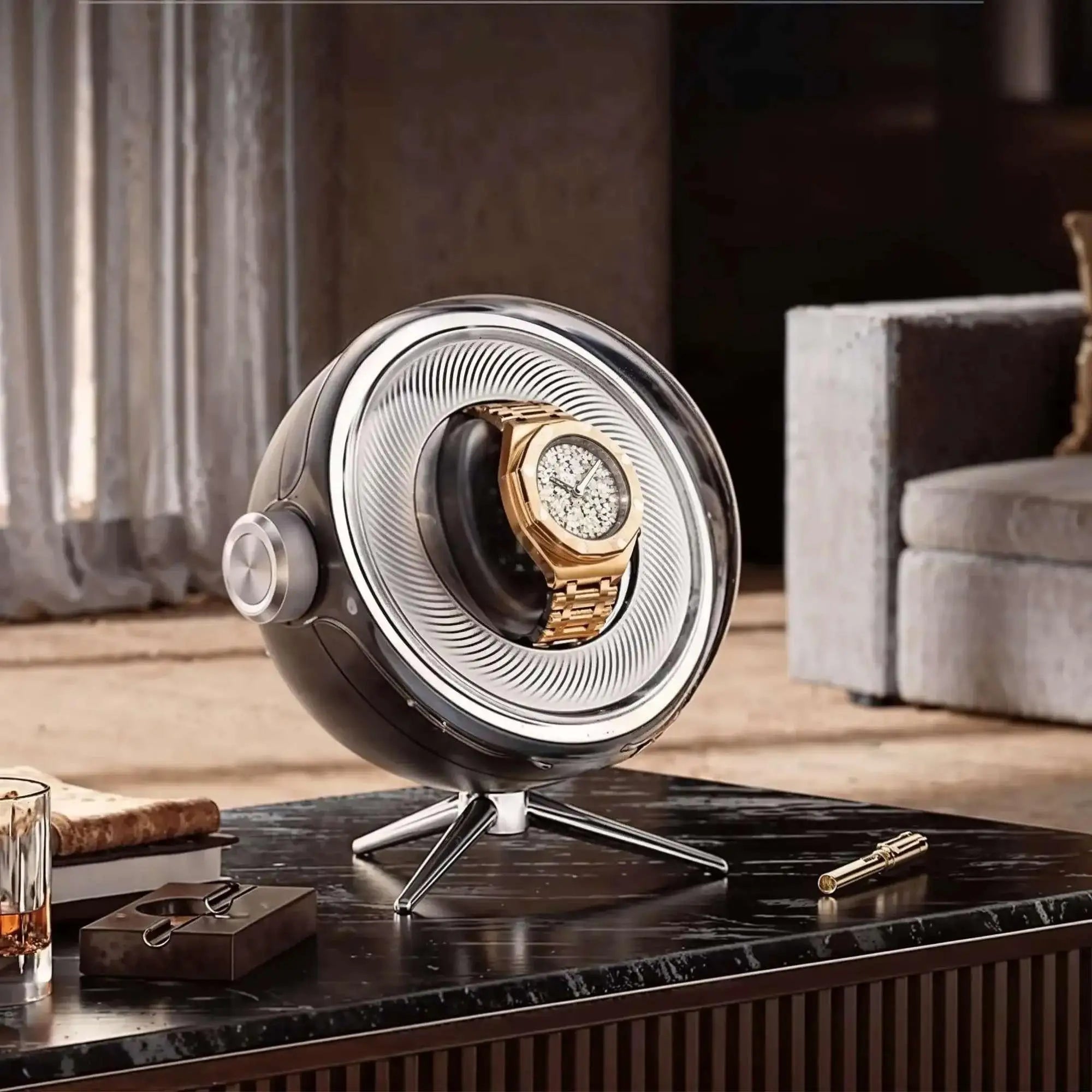 Remontoir Sphère Cosmos Solo - écrin Rotatif Design - Rotation Horlogère