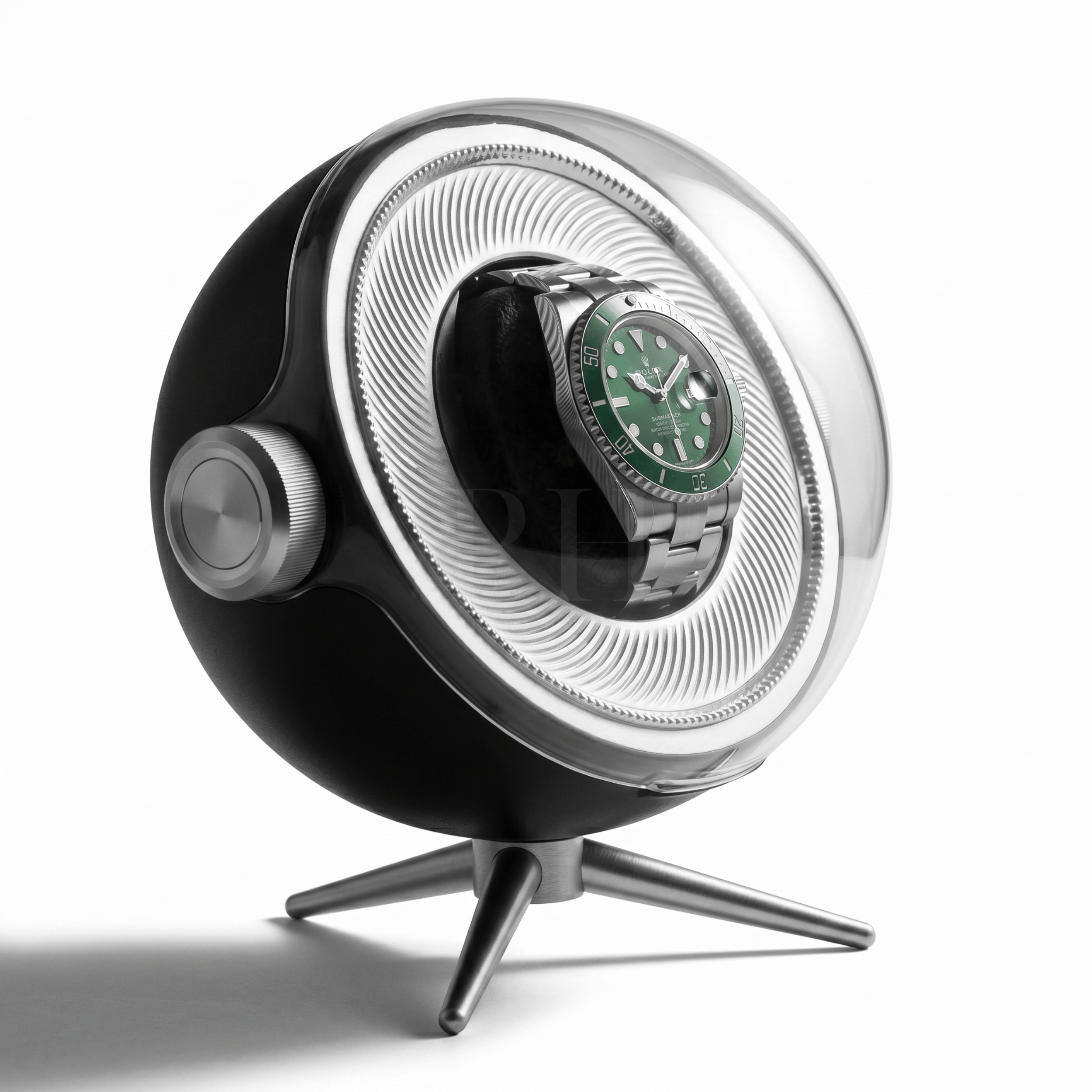 Remontoir Sphère Cosmos Solo - écrin Rotatif Design - Noir | Rotation Horlogère