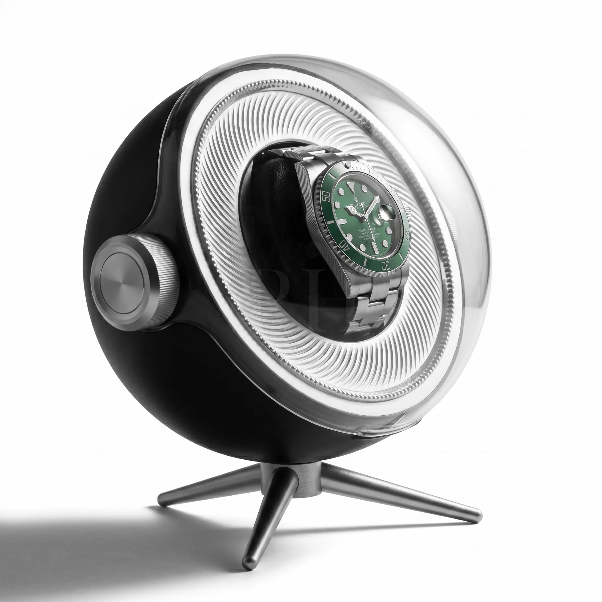 Remontoir Sphère Cosmos Solo - écrin Rotatif Design - Noir | Rotation Horlogère