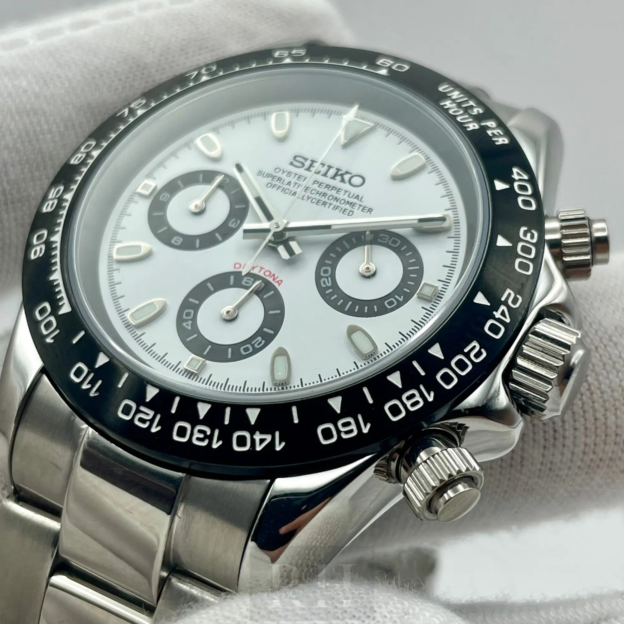 Seiko Mod Daytona Cadran Blanc ??anda’ - Rotation Horlogère