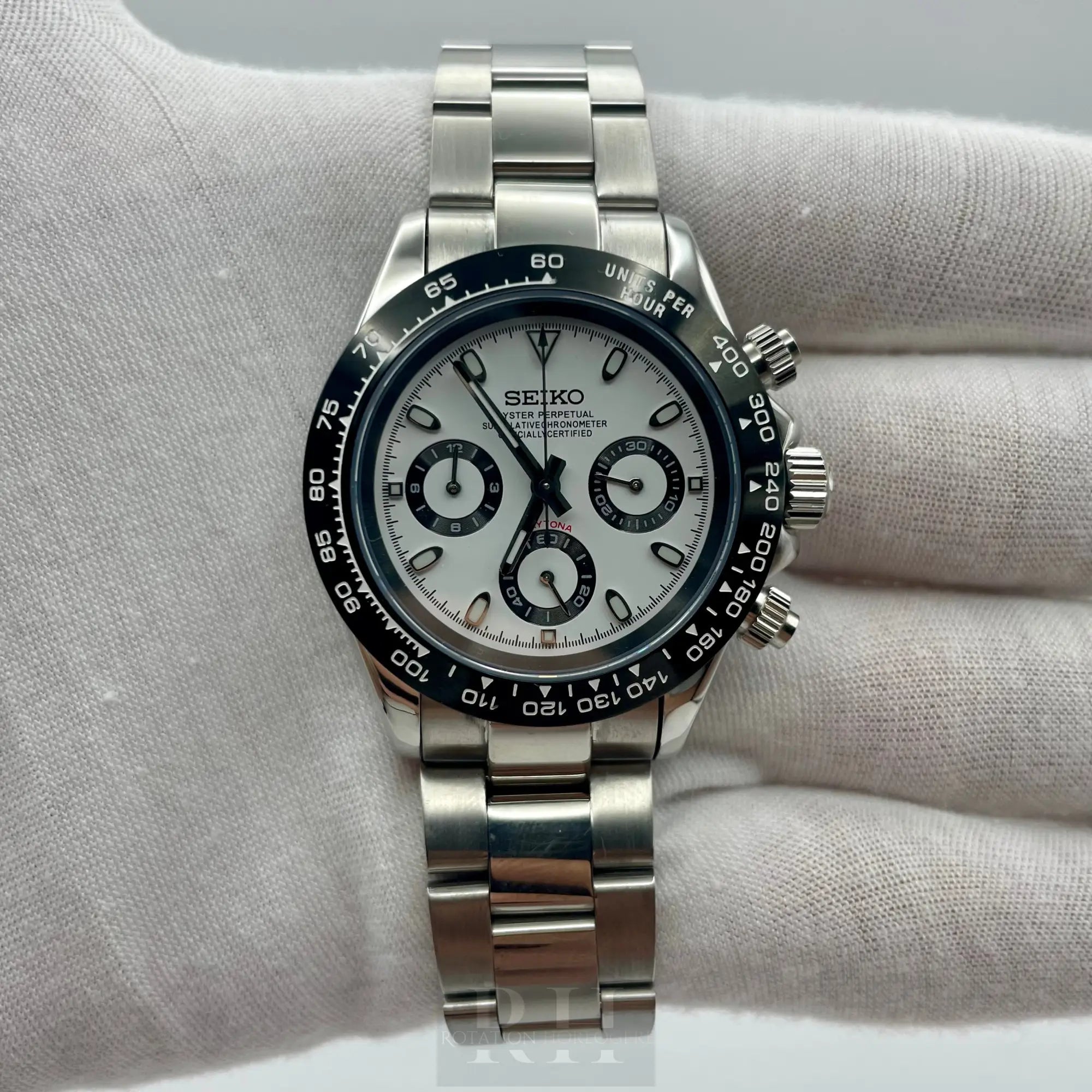 Seiko Mod Daytona Cadran Blanc ??anda’ - Rotation Horlogère