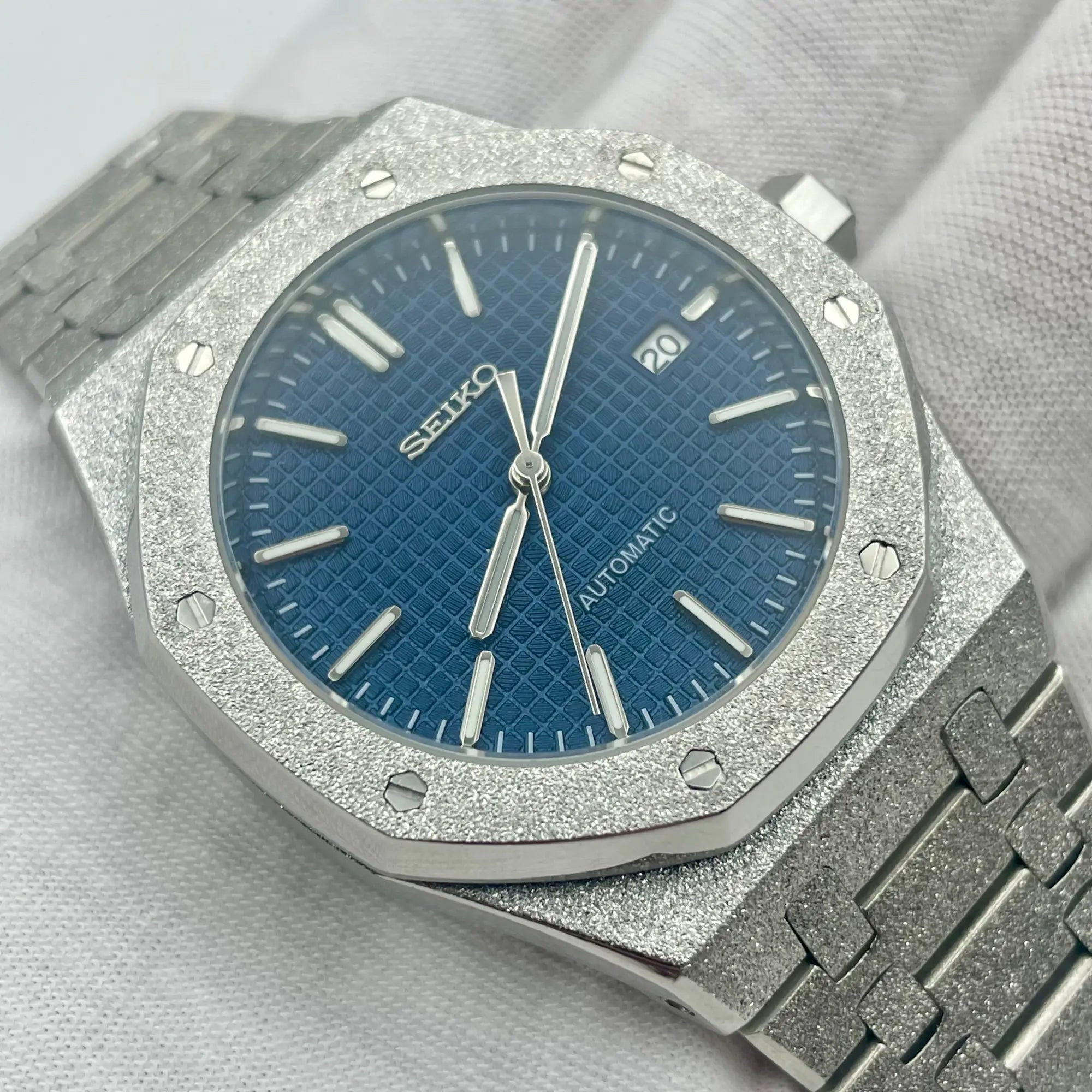 Seiko Mod Royal Oak Frosted Bleu - Rotation Horlogère