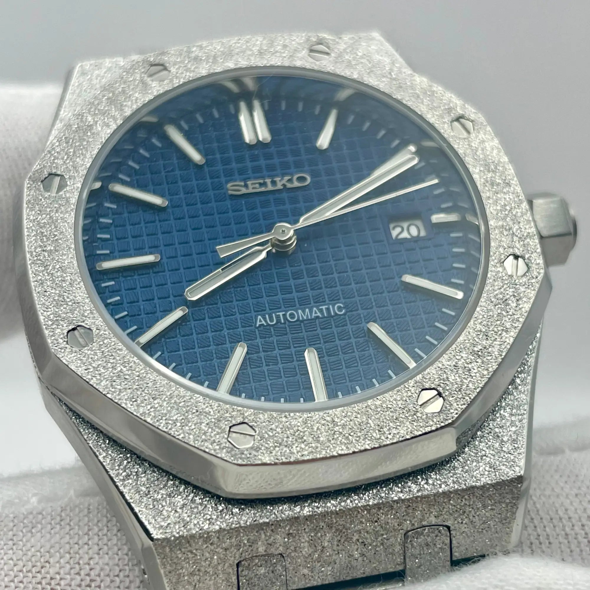 Seiko Mod Royal Oak Frosted Bleu - Rotation Horlogère