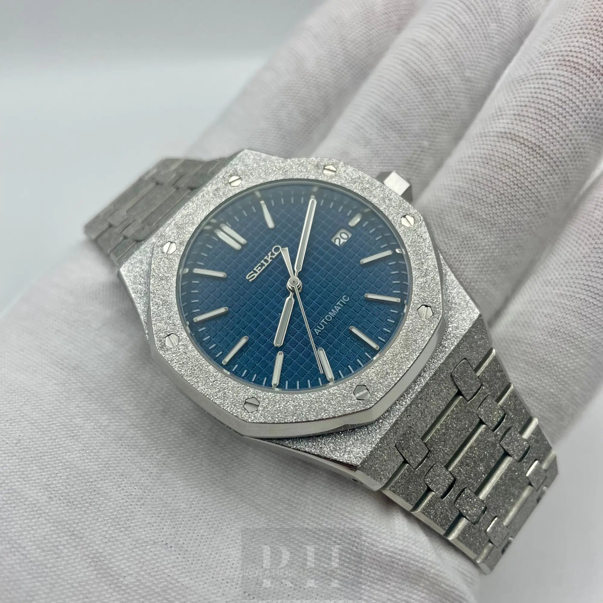 Seiko Mod Royal Oak Frosted Bleu - Rotation Horlogère