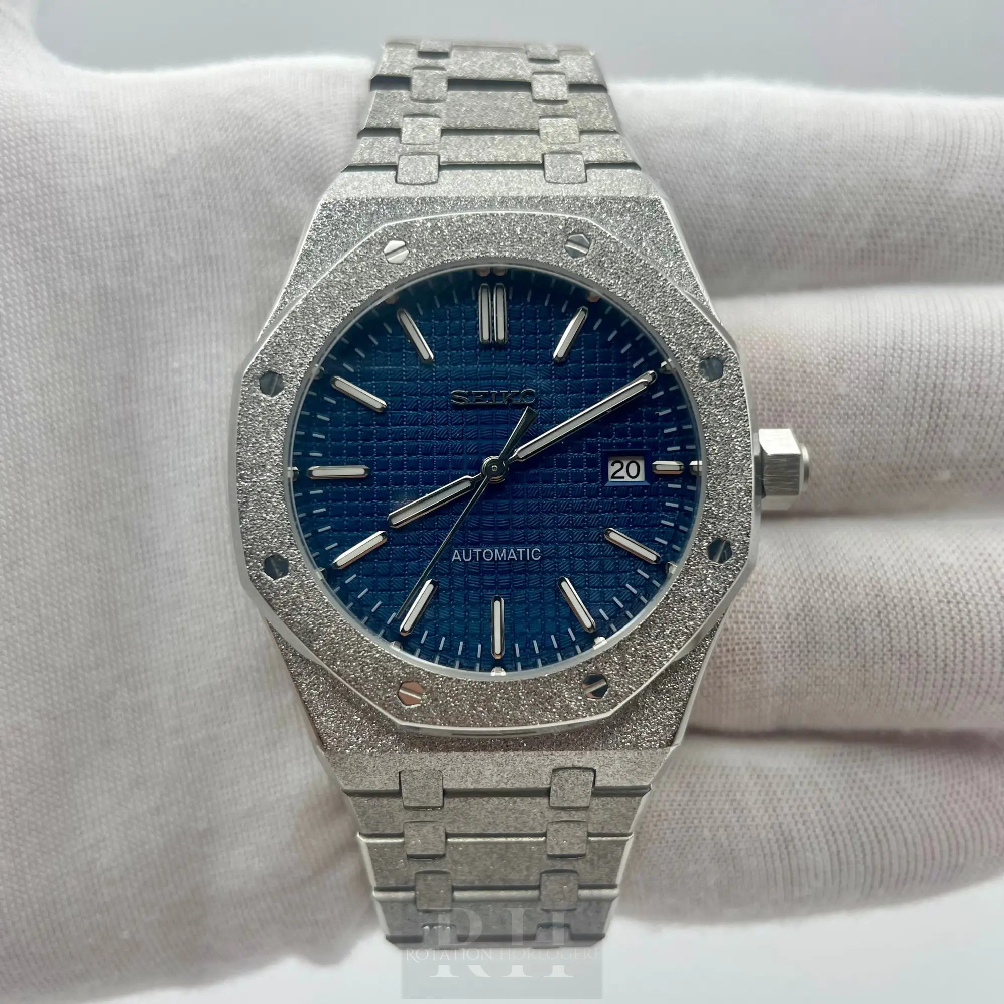 Seiko Mod Royal Oak Frosted Bleu - Rotation Horlogère