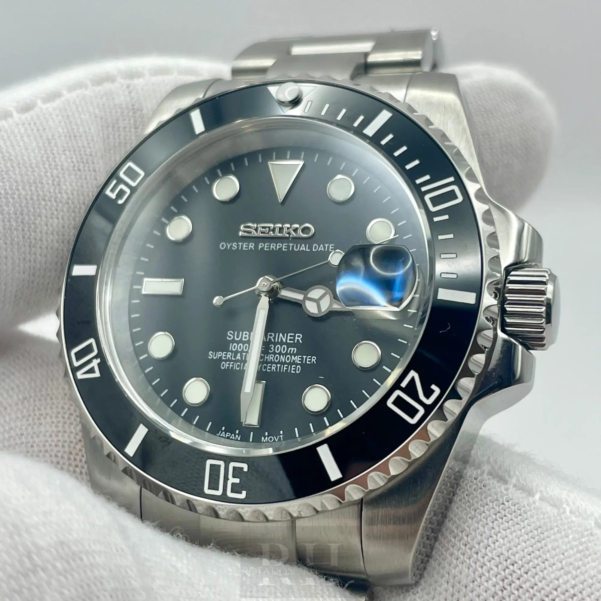 Seiko Mod Submariner Noir - Rotation Horlogère