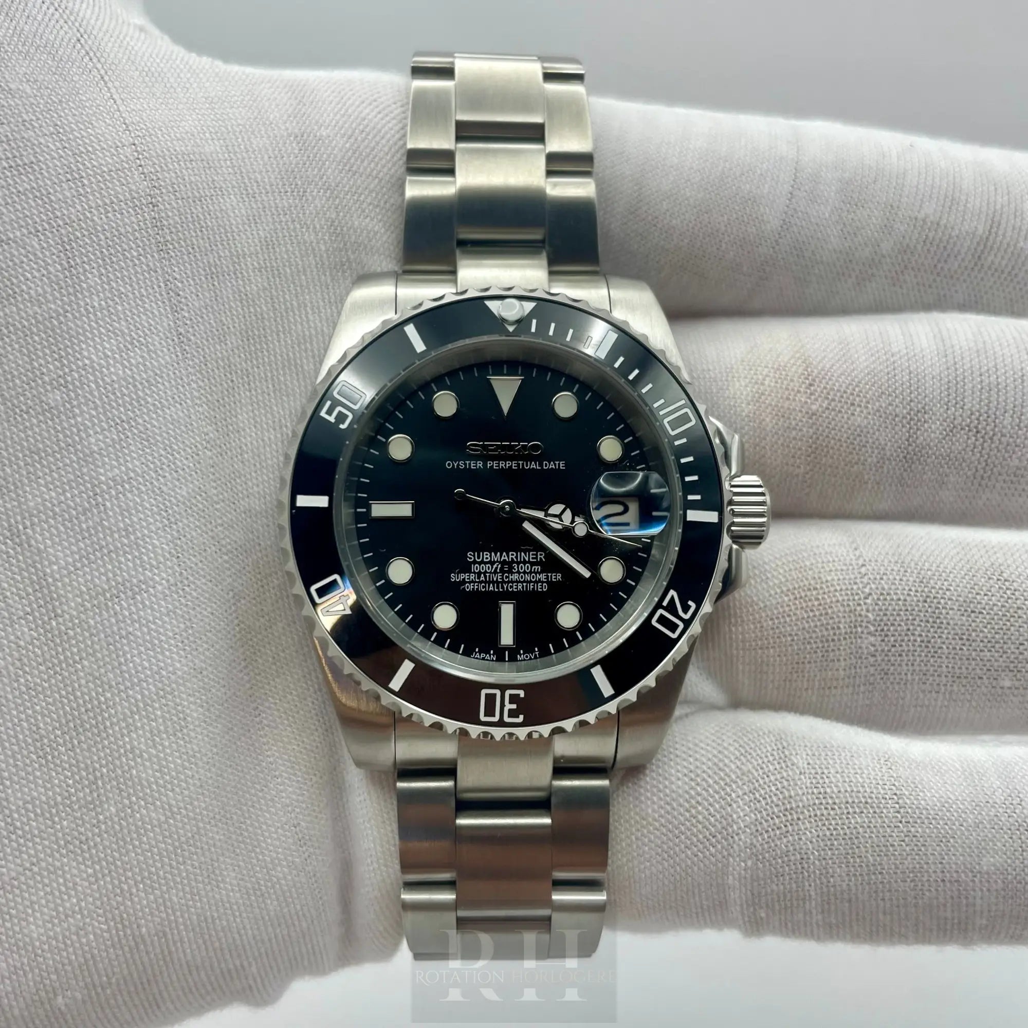 Seiko Mod Submariner Noir - Rotation Horlogère