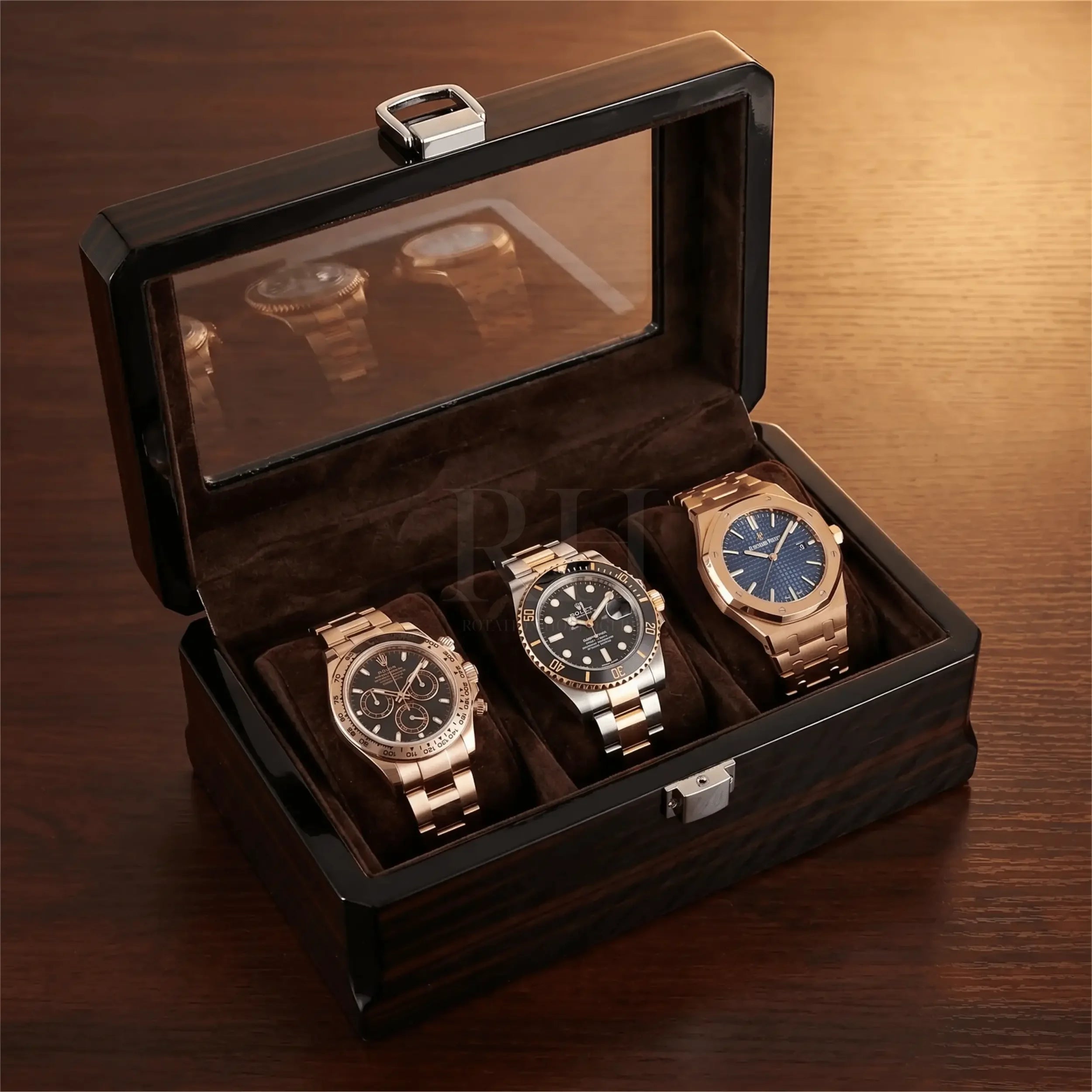 Velar 3 – Boite a montre de luxe pour 3 Montres vue 6 | Rotation Horlogere